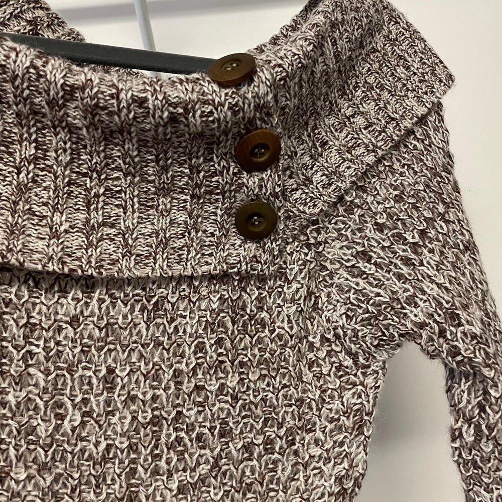 Brown and white long sweater